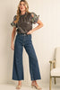 Front view of Elena top paired with denim pant 