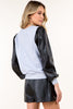 Faux leather sleeved top